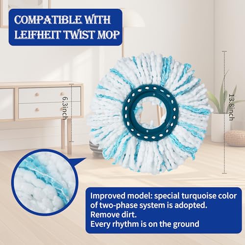 4 Stück für Leifheit Bodenwischer Ersatzbezug, Clean Twist Disc, für Leifheit Wischmop, Ersatzkopf für Leifheit Clean Twist Disc Mop Micro Set, für alle Bodenarten Schmutzaufnahme