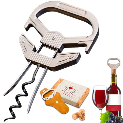 LUCYLANKER Ah So Apribottiglie per Vino, Cavatappi per Vino Antico con Custodia Portatile in Pelle, Estrattore di Sughero a Due Punte con Apribottiglie per Intenditori di Vino da Stappare (02)