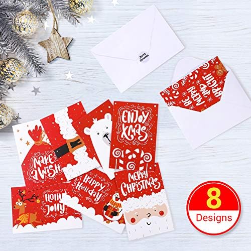 48 Pack Christmas Cards Ohuhu Blank Side Note Card W 48 Envelopes 48 Merry Christmas Stickers For Gifts Box Xmas Winter Holiday Cards Of 6 Designs Polar Bear Santa Claus Red 48 Pcs