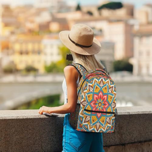 Vintage Ethnic Mandala Pattern Kids Backpack, Lightweight School Bookbag Large Capacity Laptop Backpack Water Resistant Daypack Shoulder Bag for Teenager Boys Girls4