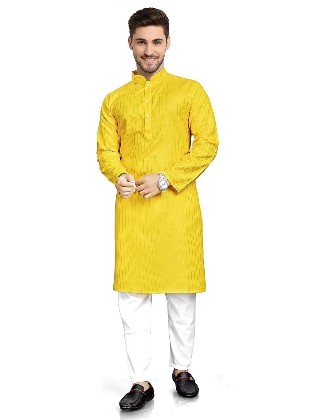 enmozz Men's Textured Lining Ethnic Kurta Pajama Set Combo-picture-45