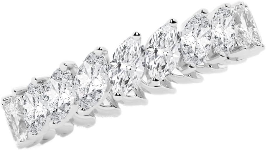 PVN Jewels Marquise Lab Grown Cubic Zirconia Diamond Eternity Band in 925 Sterling Silver