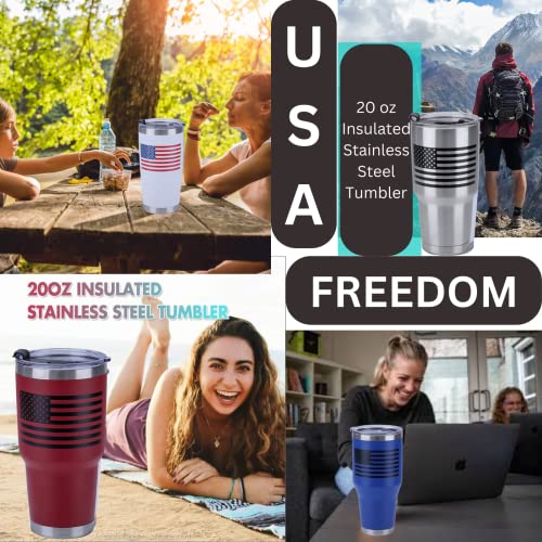 Iyasa Patriotic Stainless Steel American Flag Travel Mug | Double Wall Vacuum Insulated | Engraved Tumbler | Cold & Hot Beverages | Gifts Military | Usa #TOP3