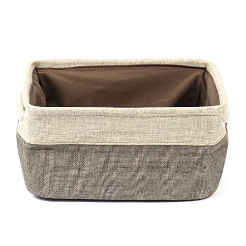 Ruilogod Bols de almacenamiento plegable Tela Cestas de lavandería Closet Toys Box Bolsa de contenedor Color del café