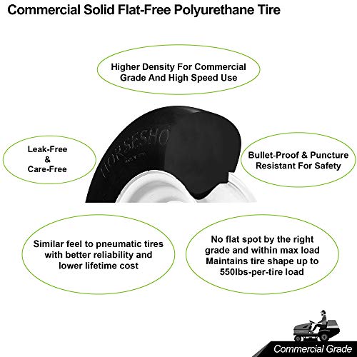 New 13X6.50-6 Flat-Free Heavy Duty Smooth Tire W/Steel Rim For Commercial Lawn Mower Garden Tractor (Deck≤66"), Hub Length 4"-7.1", Bore Φ5/8" Grease Oil Infused Bushing, 136506 T161 #TOP4