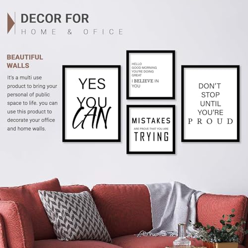 Image of kotart Motivational Quotes Posters with Frame for Home Decoration - Quotes Frame for Living Room Bedroom Office Room Decor - Painting for Wall Decoration - Pack of 4 (Art 7, Big (13x17 or 13x13 inch))