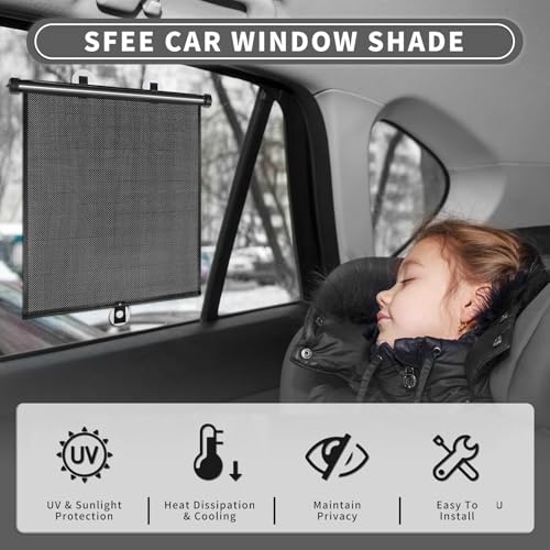 KINDLUME 2 Stück Sonnenschutz Auto Seitenscheibe, Einziehbares Auto Sonnenrollo mit Saugnäpfen, Sonnenschutz Auto Baby für Seitenfenster, Universal 40x45 cm gegen UV-Strahlen und Hitze
