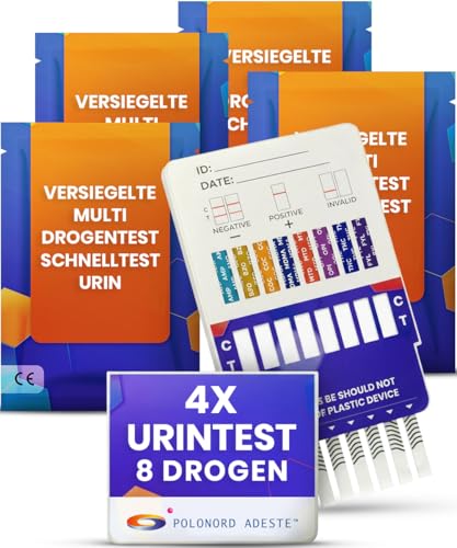 #VerdientProvisionen<br>ADESTE 8 in 1 Drogentest Schnelltest | Multi Drogentest Urin mit hoher THC Sensitivität Fentanyl Erkennung | Zuverlässig Schnell in 5 Min | Drogentests für Zuhause Unternehmen | 4 tests