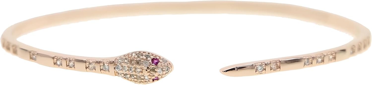 14K Yellow Gold Medusa Bracelet, Steling Silver Medusa Snake Charm Bracelets For Elegant Women, Cubic Zirconia Bracelet & Bangle Adjustable Pulseras Mujer, Animal Snake Bangles Cuff - Image 9