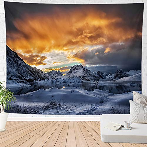Tissu mural nuages bleu orange de qualité supérieure, tapisserie lavable 200x150 cm