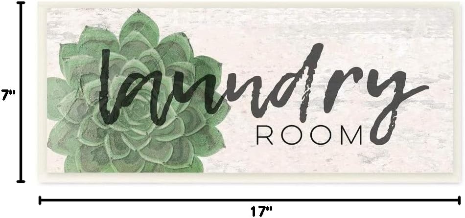 Stupell Industries Laundry Room Green Succulent Soft Textured Paper Look Wall Plaque Art, 7x17, Multicolor