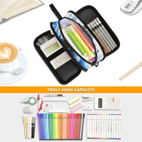 Image of ALAZA King Kong Blue Face Pencil Case Large Capacity Pencil Pouch Box Boys Girls School Supplies Pen Case Bag with Handle 3 Compartments Zipper