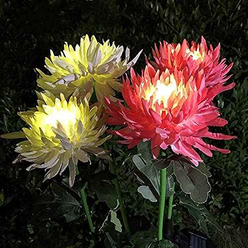 Chrysanthème artificiel solaire haut de gamme lot de 3 lampes étanches de cour