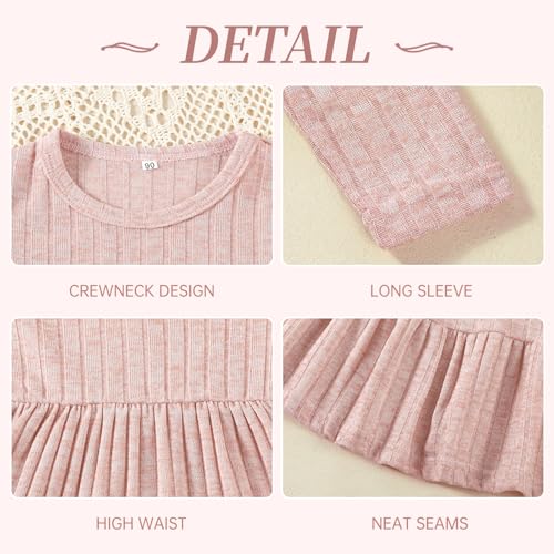 Image of Toddler Baby Girl Long Sleeve Dress Girls Knit Sweater Dresses Tiered Kids Swing Holiday Clothes Fall Winter