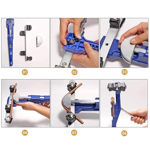 Questa piegatubi Manuale per Tubi in Rame e Alluminio, con taglierina e alesatore, Piega Tubi da 6 a 22 mm.