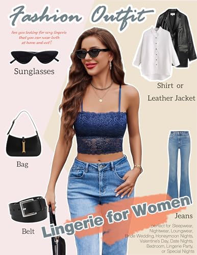 Image of Avidlove Bralettes for Women Lace Spaghetti Strap Tank Top Tube Slim Basic Camisole