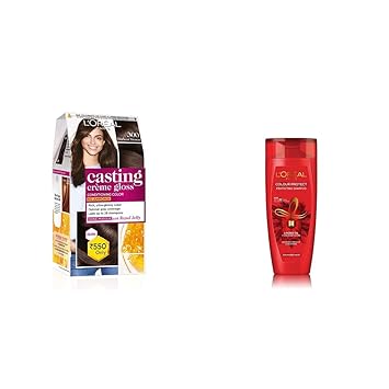 LOreal Paris Casting Creme Gloss Hair Color, Darkest Brown 300, 87.5g+72ml And LOreal Paris Color Protect Shampoo, 175ml (With 10% Extra)