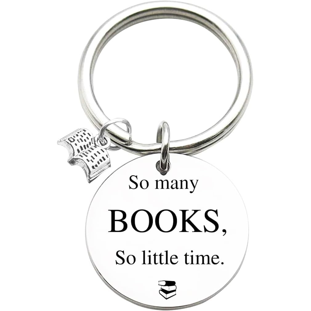 Tecreo Key Chain for Book Lovers, So many Books, So little time Keychain Book Worm Gift Librarian Reader Author
