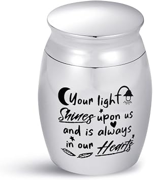 Mini Urns for Ashes Mom Dad Brother Sister Moon Star Angel Wings Your Light Shines Upon Us Always in Our Hearts Cremation Keepsake Memorial