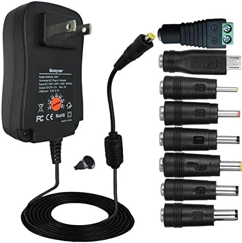 Goaycer Multi Voltage Universal AC DC Adapter 3V 4.5V 5V 6V 7.5V 9V 12V 2000mA Power Supply for Household Electronics Kids Toys Micro USB or USB Charging Devices