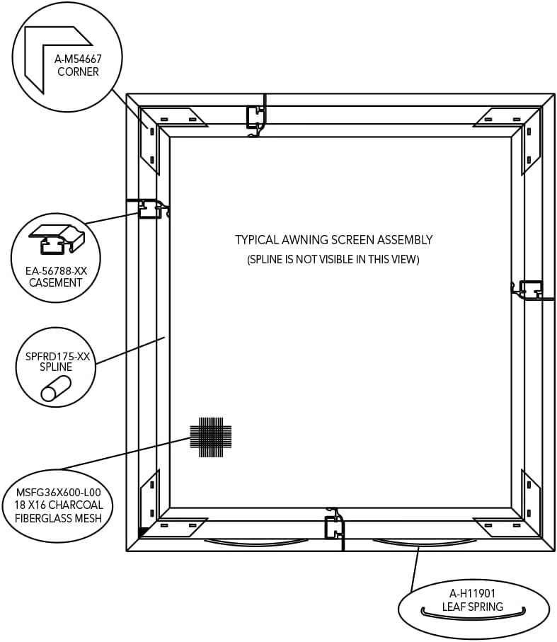 Custom Window Screen Replacement - Fully Assembled, Pre-Framed, Awning Screen (Awning-CA3). Utilizes Two Leaf Springs to Secure The Screen in Your Window and a Wider Frame for Better Coverage