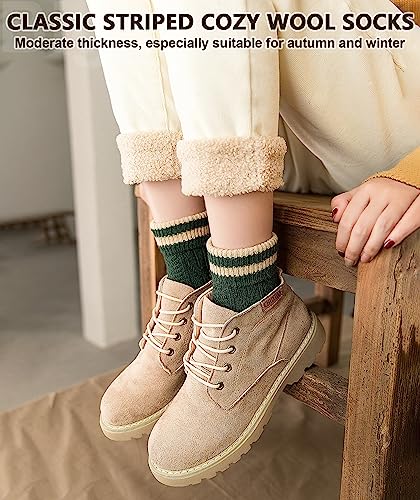 Image of IIG Cute Warm Wool Socks for Women Super Cozy Thick Crew Winter Socks Gifts, 5 Pairs