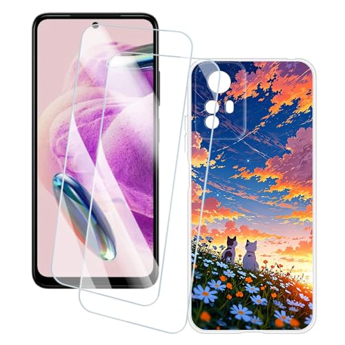 OAGELIM 2�Z�b�g �X�N���[���v���e�N�^�[ + �P�[�X Xiaomi Redmi Note 12S 4G (6.43 �C���`) �Ƃ̌݊������� �A�[�e�B�X�e�B�b�N�J�X�^���v�����g�J�o�[�Ƌ����K���X�t�B���� �X�N���b�`�h�~ (�L)