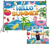 SDOTPMT 1.5x1m Dibujos Animados Hola Verano Fondo Colorido Piscina Hawaiana...