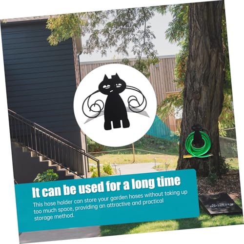 Support de tuyau d'arrosage extérieur fer noir solide chat - 7