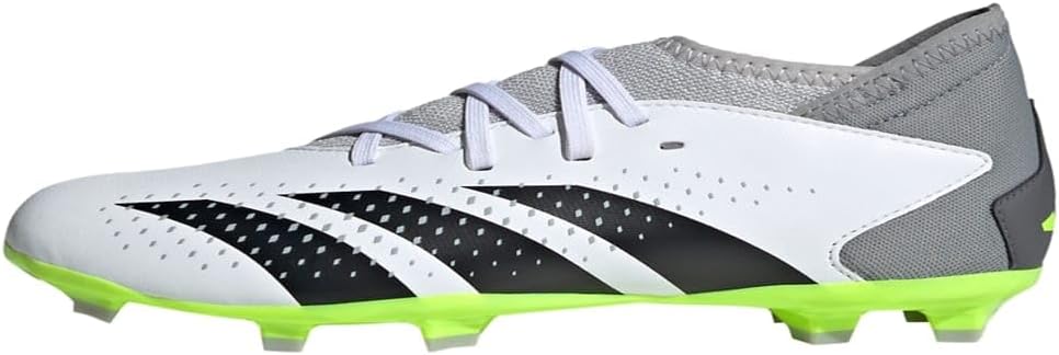 adidas Predator Accuracy.3 Firm Ground Sneaker, White/Core Black/Lucid Lemon, 6 US Unisex Big Kid