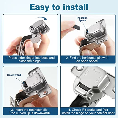 20 Pieces Cabinet Hinge Restrictor Clips, 86 Degree Angle Restriction Clips, Nylon Restraints For European Kitchen Cabinet Door Hinges, Black #TOP5