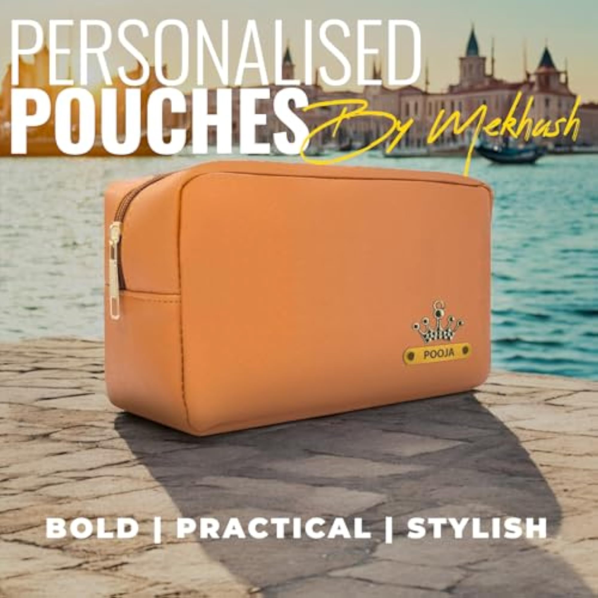 Personalized Leather Bag/Pouch for Travel Accessories