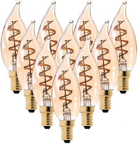 KLED Bombilla LED Edison vintage, regulable, C32 3 W (equivalente a 30 W), bombilla de filamento LED, 250 lúmenes, 2200 K (blanco cálido), base de