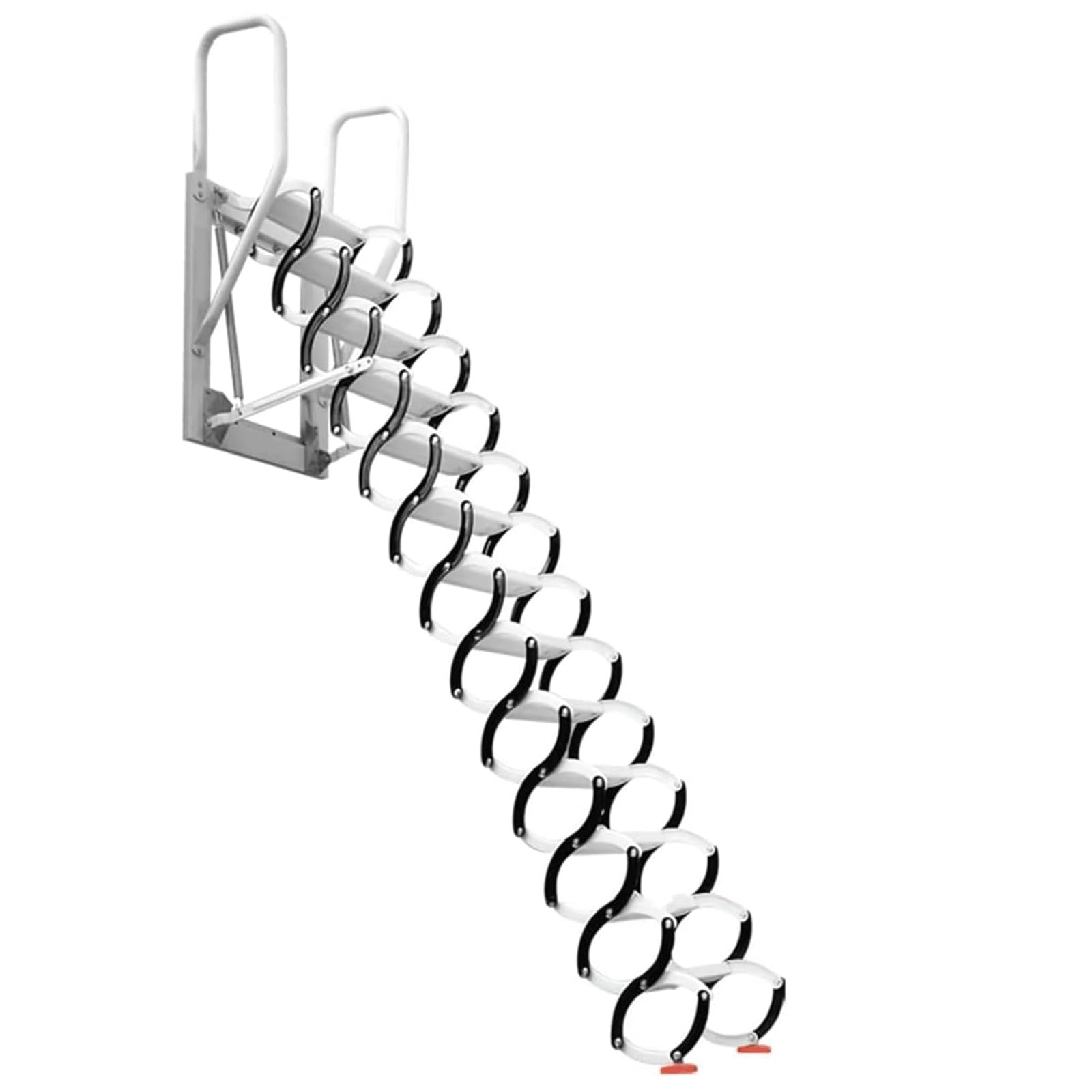 MUYRJLZX Attic Stair Wall Mounted Attic Ladder Carbon Steel Loft Ladder with Top Armrest Pull Down Extension Ladder Manual Retractable Ladder(2.5-2.75m)
