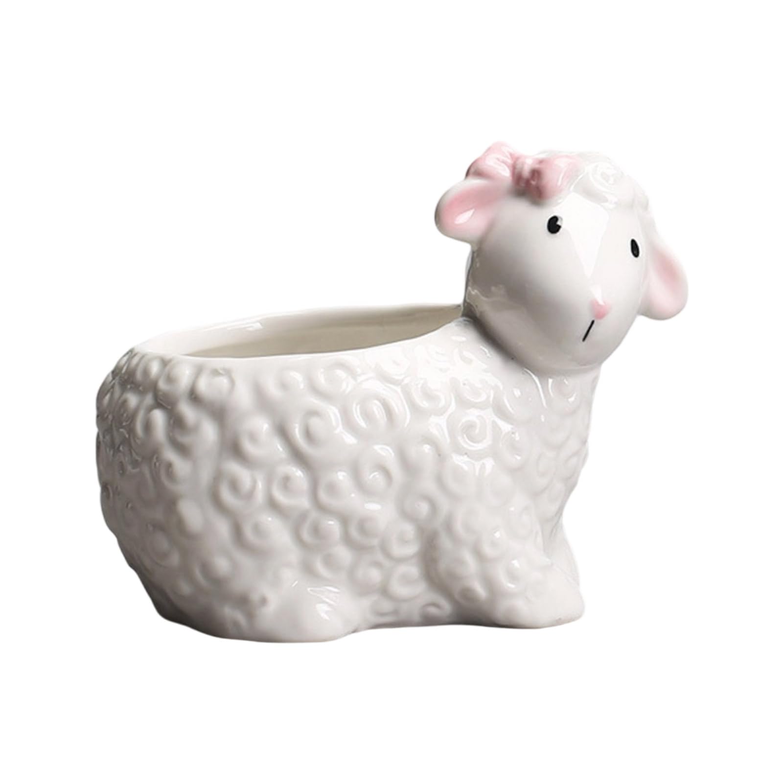 Pot de fleurs en céramique avec aération optimale et motif mouton créatif pour plantes