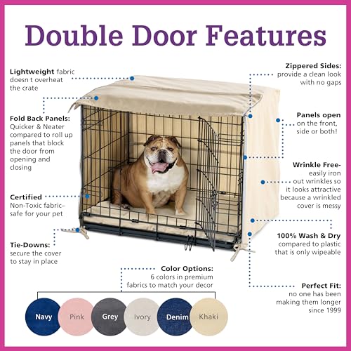 Pet Dreams Dog Crate Cover - Breathable Fabric Kennel Topper for Single-Door Crates, Fits iCrate Dog Cages 18, 24, 30, 36, 42, 48 Inches (Ivory, X Small, 18") by Pet Dreams - Image 4