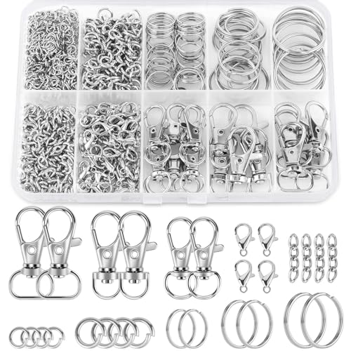 523PCS Keychain Making Kit, Keychain Making Supplies Including Keychains Clips
