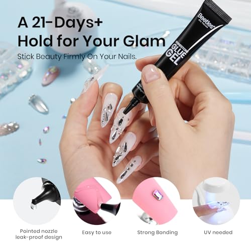 Image of Beetles Gel Polish Nail Glue with Nail Gems Set