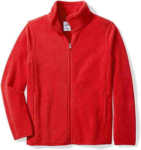 Amazon Essentials Jungen Polar-Fleecejacke mit durchgehendem Reißverschluss und Stehkragen, Rot, 6-7 Jahre