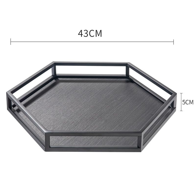 Bandejas para Servir Comida Bandeja Hexagonal Ligera de Lujo Crin, Almacenamiento Entrada, Bandeja Escritorio for cosméticos, Adornos Grises y Blancos, Decorativa for joyería Bandeja Horno(A,M)