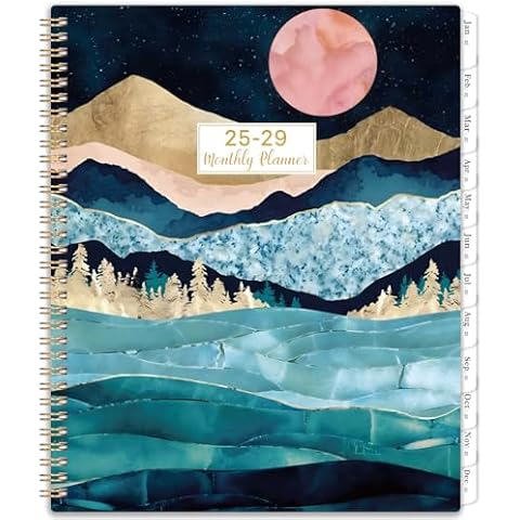 Monthly Planner 2025-2029 - 5 Year Monthly Planner/Calendar 2025-2029, Jan.2025 - Dec.2029, 9" x 11", 60 Monthly Planner with Tabs, Double-Side Pocket, Holidays, Pages, Elastic Closure Cover