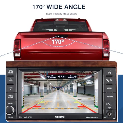 Image of Rear View Backup Camera Fit for Dodge Ram 1500 2500 3500 2009-2012, Reversing Parking Assist Camera OE Replacement 56054041AC 56054041AA 56054041AB 56054041AD 56054041AE