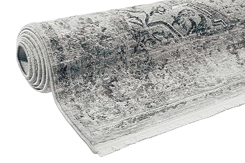 Wecon Home Teppich Beige Blau modern Vintage Kurzflor für Wohnzimmer, Schlafzimmer oder Flur SOHO Touch (240 x 290 cm)