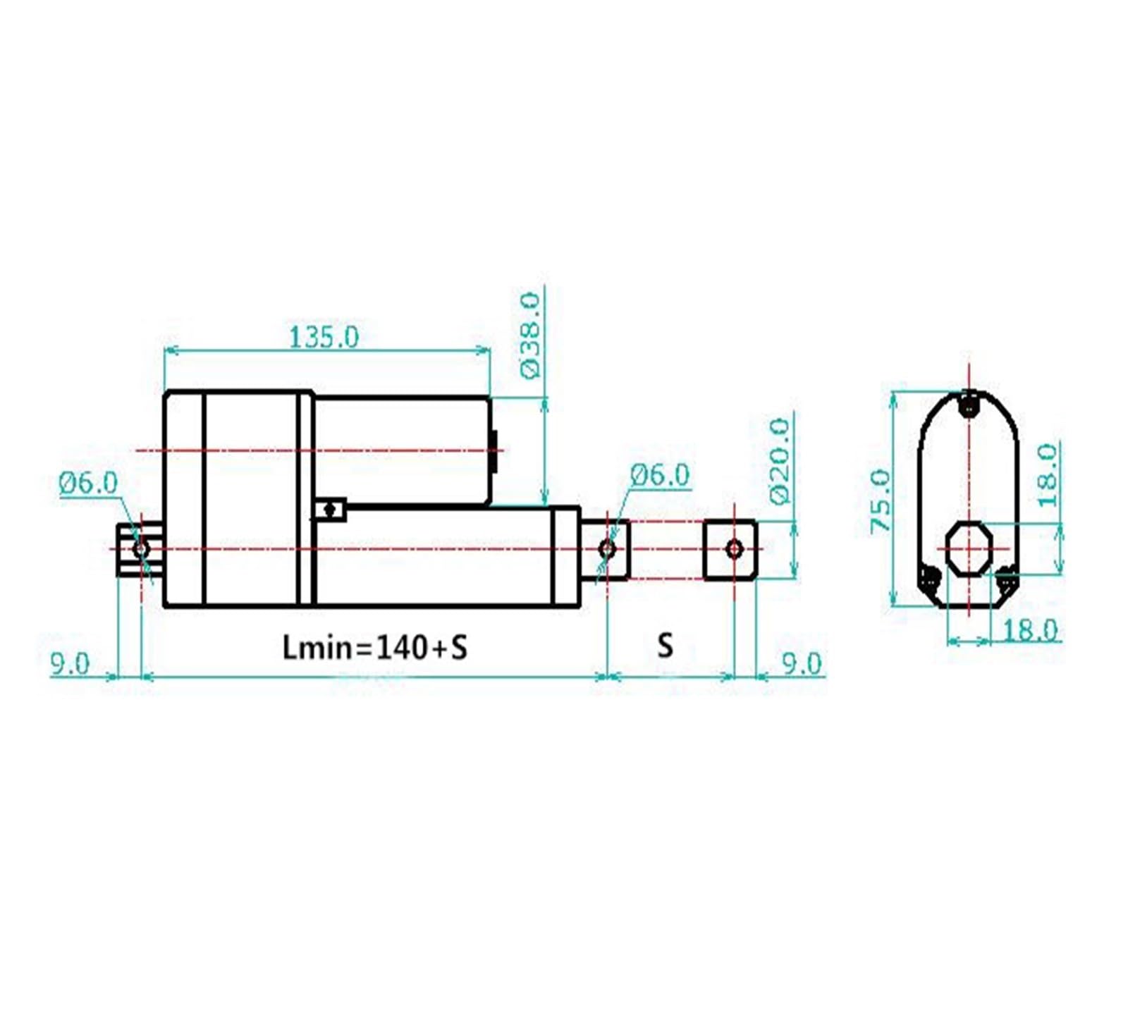 Attuatore lineare, Mini attuatore lineare con feedback del segnale di posizione potenziometro 24V 12V 400mm corsa 900N 90KG carico 80mm/s velocità(25mms 350n,12V)