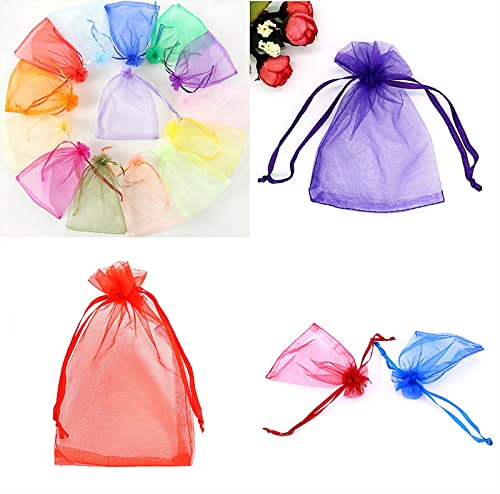 Saoyoas 100Pcs 4X4.72 Inch Organza Bags, Drawstring Organza Jewelry Pouches Wedding Party Christmas Favor Gift Bags thumb #5