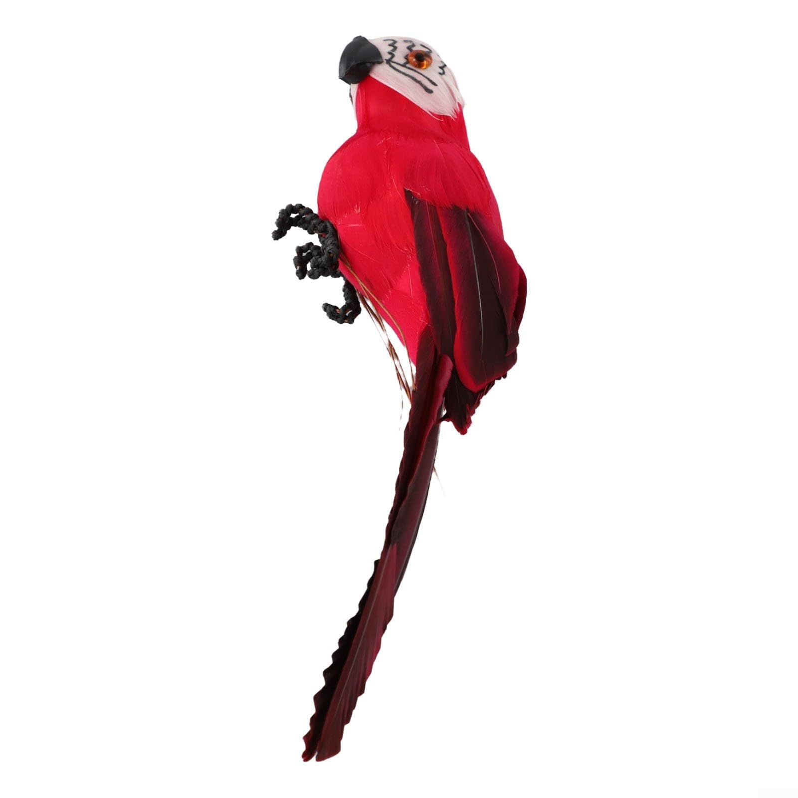 Artificial Feathered Parrot Statue 25cm Realistic Bird Ornament with Wire Clip and Feet for Garden Decoration Indoor Outdoor Lawn Tree Display Crafts Projects Animal Model(red)