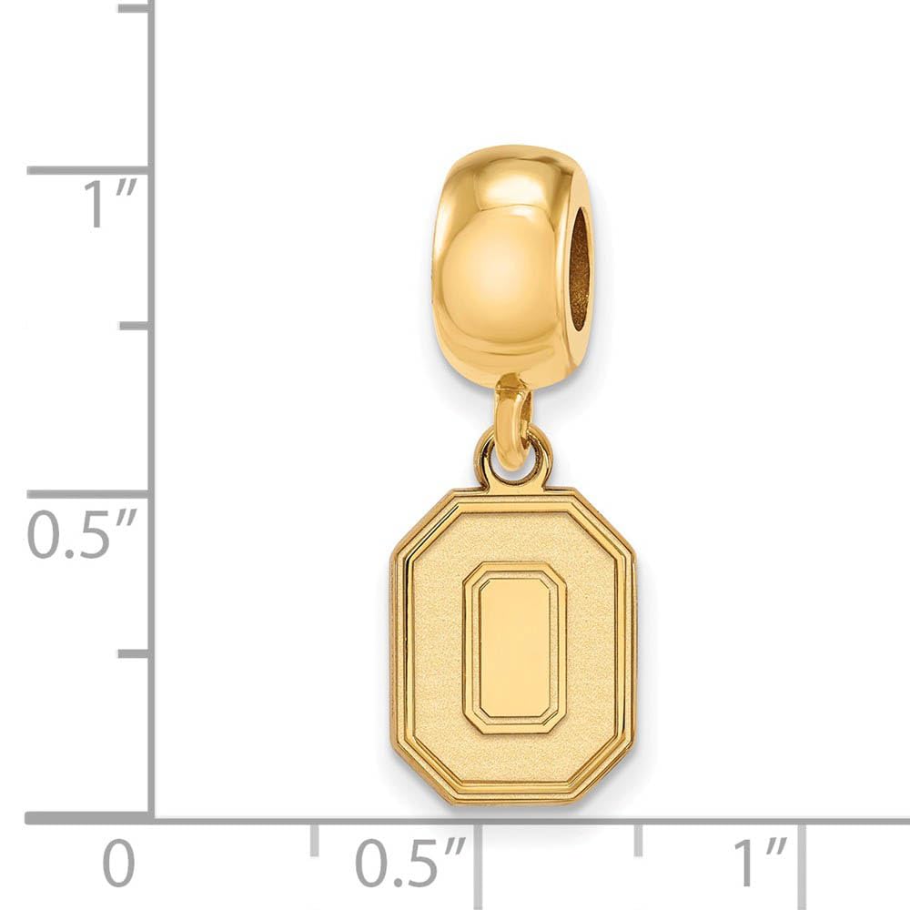 LogoArt 14k Yellow Gold Plated Sterling Silver Ohio State University Sm Dangle Bead Charm
