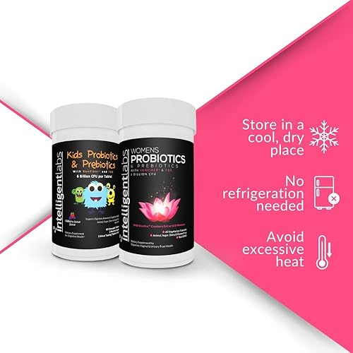 Miniatura 5 de Intelligent Labs Paquete 2 en 1 de probióticos para niños con goma guar hidrolizada y FOS + probióticos para mujer (fórmula UTI con arándano y