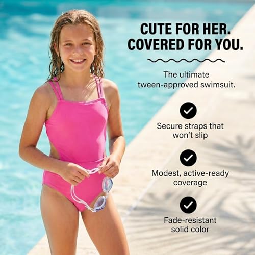 Image of Kanu Surf Girls' Beach Girl Sport Cut-Out One Piece Swimsuit