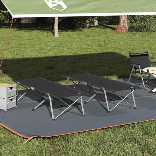 Molumvel Juego de 2 camas de camping plegables de 194 x 62,5 cm, resistente con marco de acero y tejido Oxford, para jardín y exterior